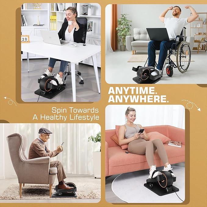FUNMILY Under Desk Elliptical, Ellipse Leg Exerciser While Sitting for Seniors with Display Monitor, Portable Seated Pedal Exerciser with Remote Control for Home Office Use Fully Assembled