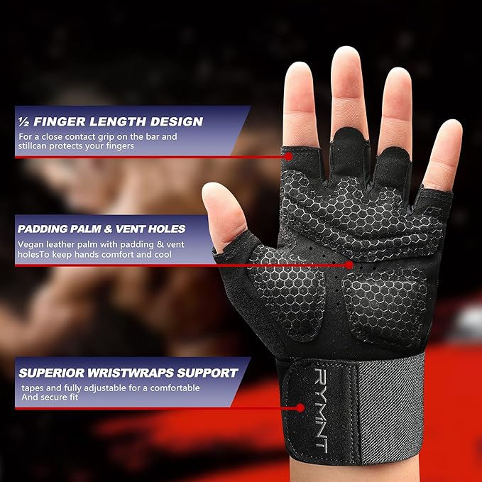 Workout Gloves for Women Men - Weight Lifting Gloves with Full Palm Protection & Extra Grip for Women Gym, Weightlifting, Weight Lift, Rowing, Exercise, Sport, Cycling