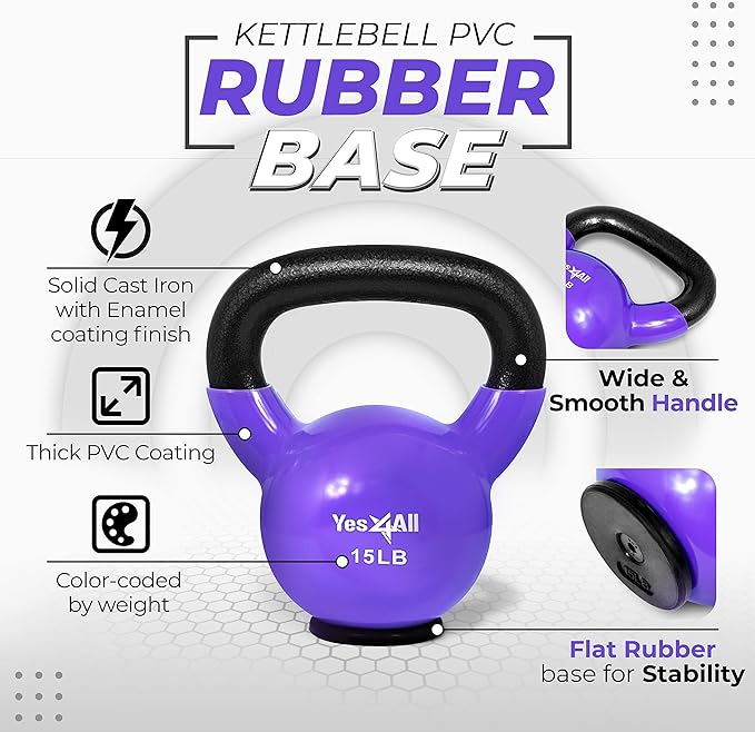 Yes4All Kettlebells Rubber Base (10-65 lbs)