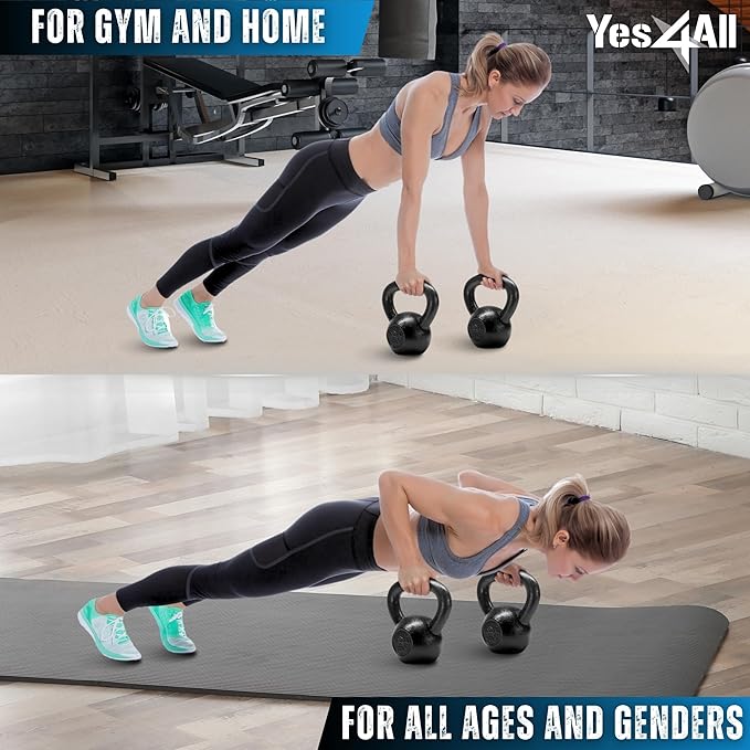Yes4All Kettlebell Adjustable/Cast Iron/Protective Base Solid Smooth