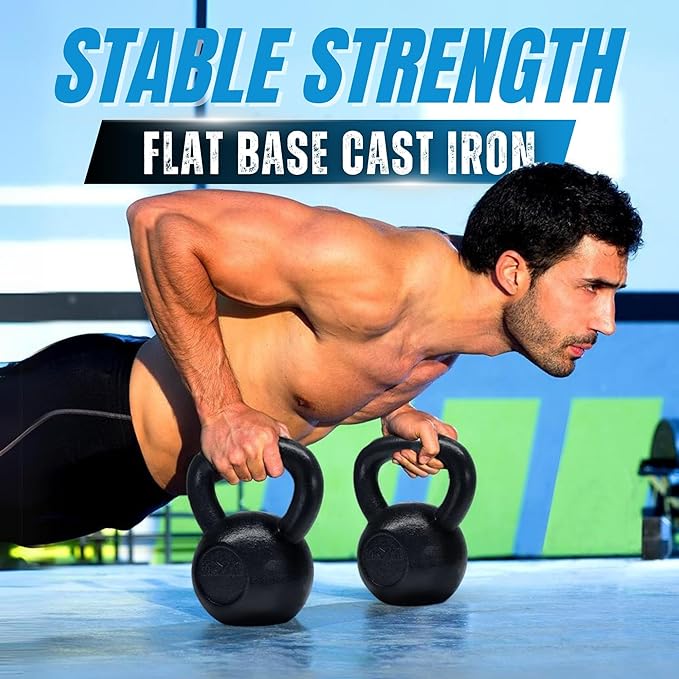 Yes4All Kettlebell Adjustable/Cast Iron/Protective Base Solid Smooth