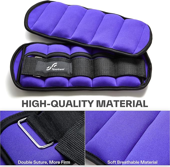 Sportneer Adjustable Ankle Weights 1 Pair 2 4 6 8 8 10 10 Lbs Jogging,1-5 lbs 1 Pair 2-10 lbs