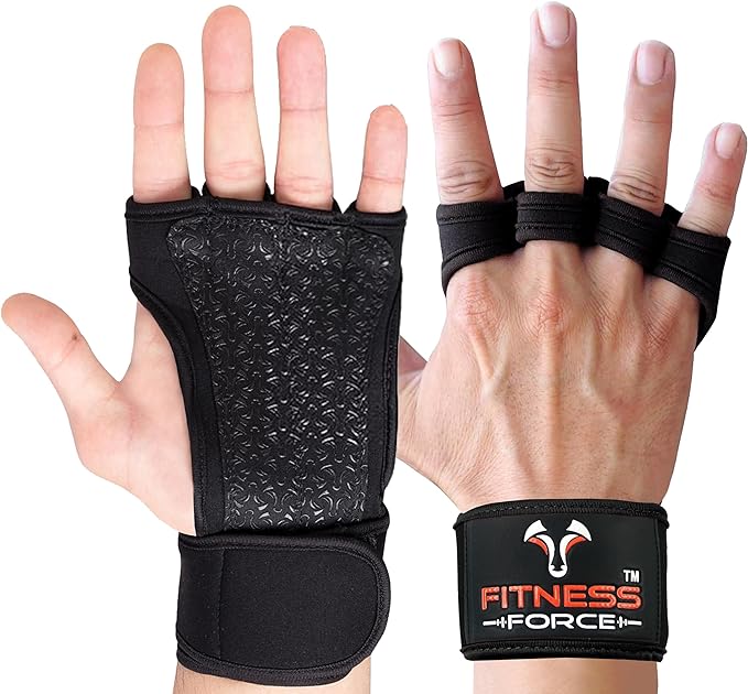 FITNESS FORCE Ventilated Gym Gloves for Men with Built-in Wrist Support for Workouts Weightlifting Gloves Workout Gloves for Women Exercise Fitness Gloves Perfect for Powerlifting, Cross Training