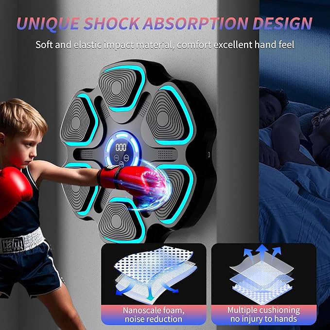 Music Boxing Machine with Bluetooth&LED Display, 9 Speeds &11 Models, Interactive Wall-Mounted Music Punching Machine for Adults&Kids,Boxing Machine Suitable for Indoor Workouts,Home,Gym