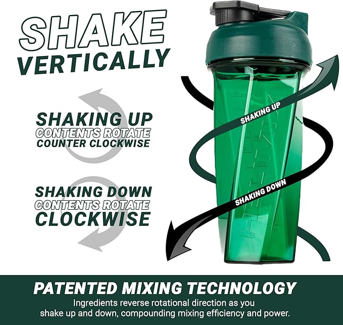 HELIMIX 2.0 Vortex Blender Shaker Bottle Holds upto 28oz | No Blending Ball or Whisk | USA Made | Portable Pre Workout Whey Protein Drink Shaker Cup | Mixes Cocktails Smoothies Shakes | Top Rack Safe