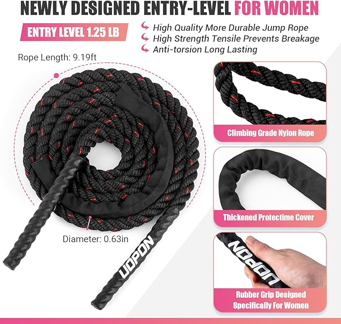 Weighted Jump Rope for Women 1.25LB Heavy 9.2FT Weight