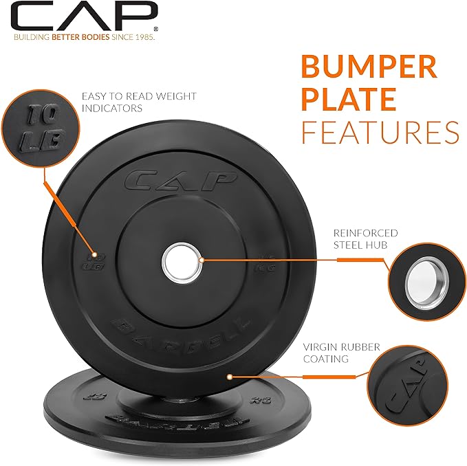 CAP Barbell 2-Inch Olympic Bumper Plate Weight Set 100-370 lbs