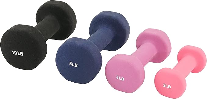 Sunny Health & Fitness Neoprene Coated Hex Shaped 2LB, 5LB, 5LB, 8LB, 8LB, 10LB 10LB
