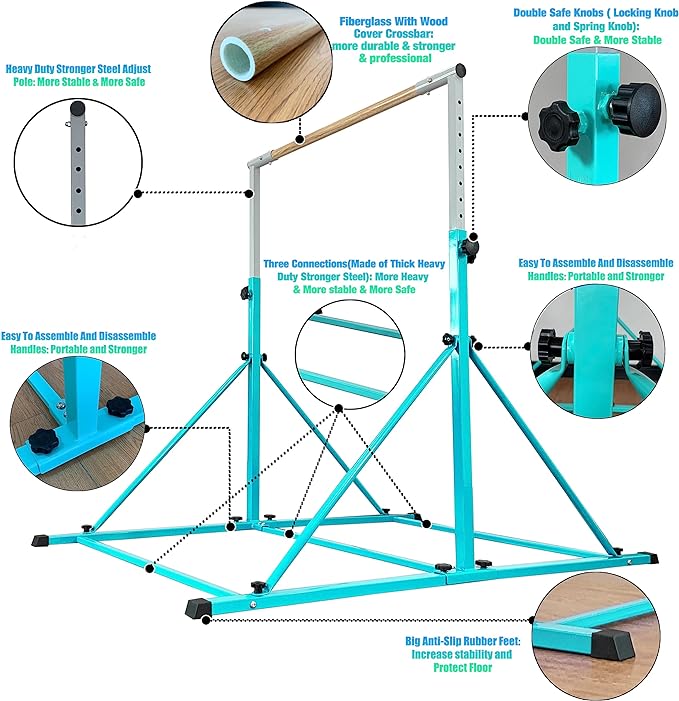 Gymnastic Bar For Kids and Teenage Ages 3-25 5 FT 6 FT 5 FT 6 FT