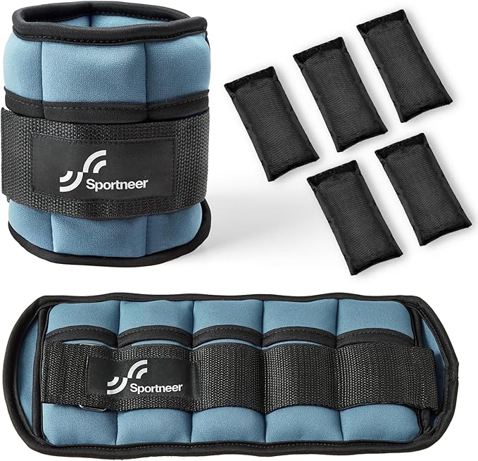 Sportneer Adjustable Ankle Weights 1 Pair 2 4 6 8 8 10 10 Lbs Jogging,1-5 lbs 1 Pair 2-10 lbs