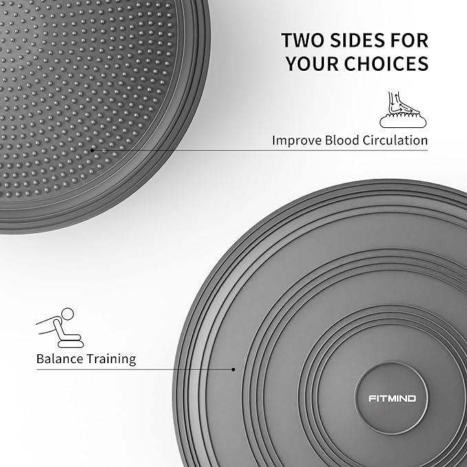 Inflated Wobble Cushion,Dyna Disc,Circular Non-slip Texture for Comfortable Sitting,Wiggle Seat to Improve Posture, Fitness, Stability for Sensory Kids Adults,Balance Seat with Pump for Core Strength