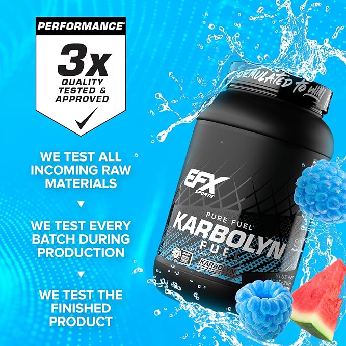 EFX Sports Karbolyn Fuel | Fast-Absorbing Carbohydrate Powder | Carb Load, Sustained Energy, Quick Recovery | Stimulant Free | 36 Servings (Blue Razz Watermelon)
