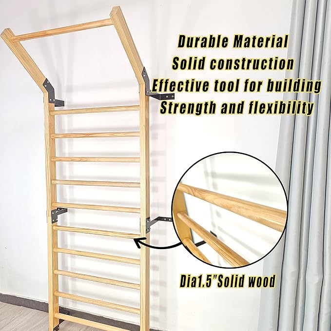 Wooden Stall Bar 11 Strategic Rods-86.6 Inches 32 Inches