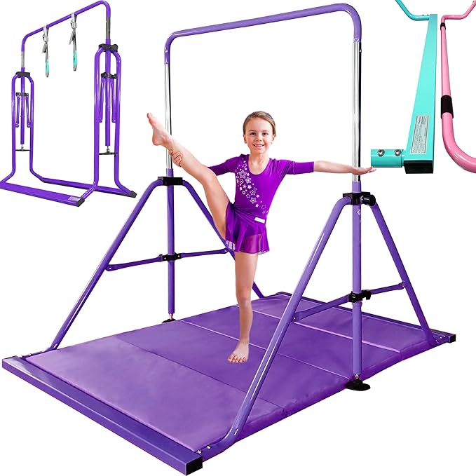 PreGymnastic Updated Folding Gymnastics Bar with Rings 3-10, Gymnastic