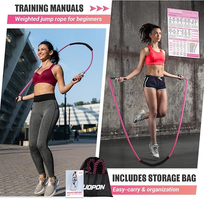 Weighted Jump Rope for Women 1.25LB Heavy 9.2FT Weight