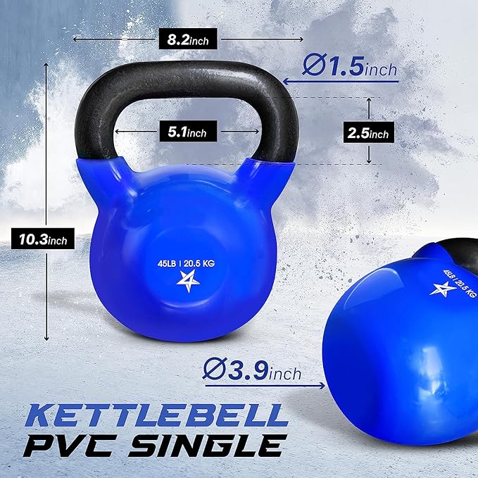 Yes4All 5-65lbs Kettlebells Vinyl Coated Cast Iron