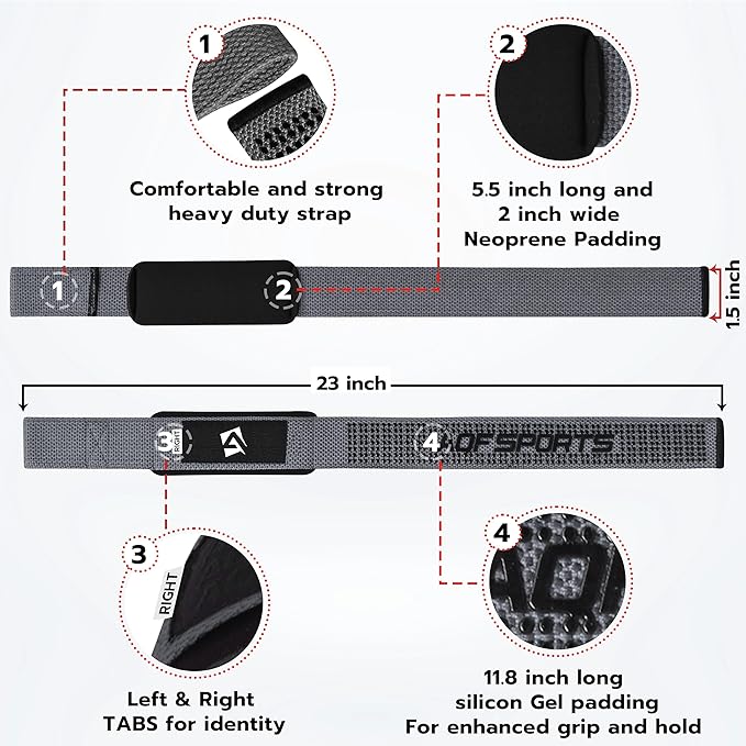 Lifting Wrist Straps for Weightlifting, Powerlifting & Deadlifts – 23” Neoprene Padded Cotton Straps for Strength Training & Gym Workouts - Maximum Grip Support for Men & Women
