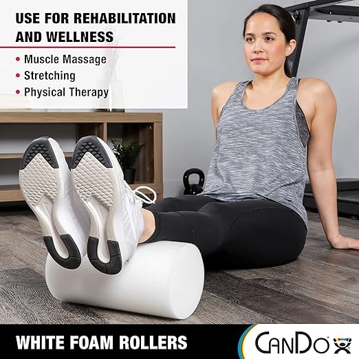 CanDo White PE Foam Rollers for Exercise 6" x 36"