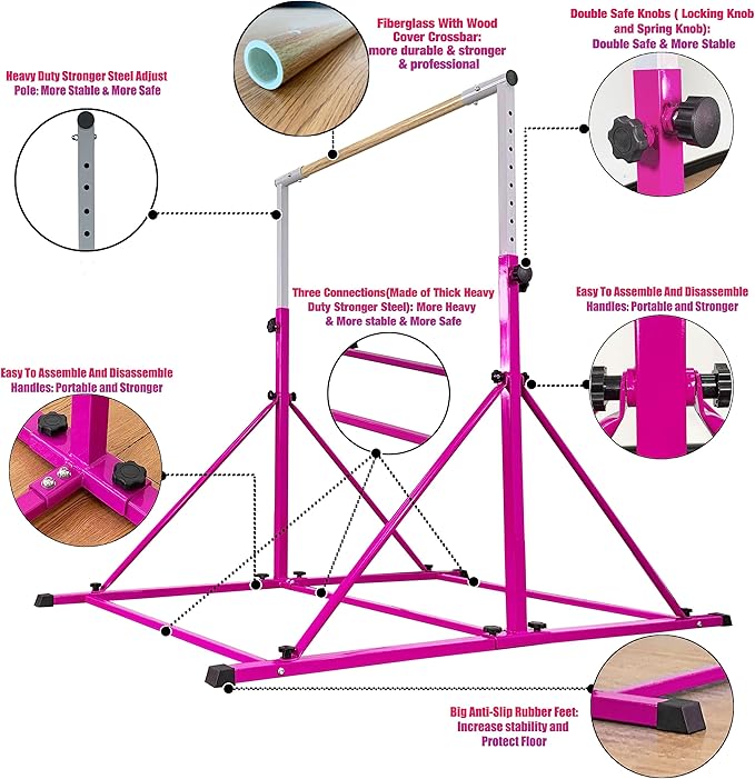 Gymnastic Bar For Kids and Teenage Ages 3-25 5 FT 6 FT 5 FT 6 FT