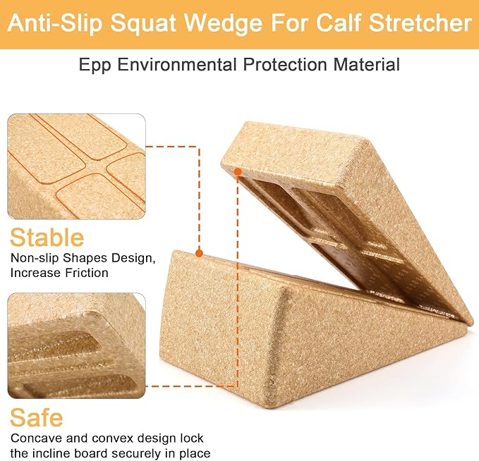 Slant Board Squat Wedge for Calf Stretching,3 Pcs 12" x 6.3" Foot Stretcher Balance Board for Plantar Fasciitis, Adjustable Foam Slant Board Wedge Great for Exercises