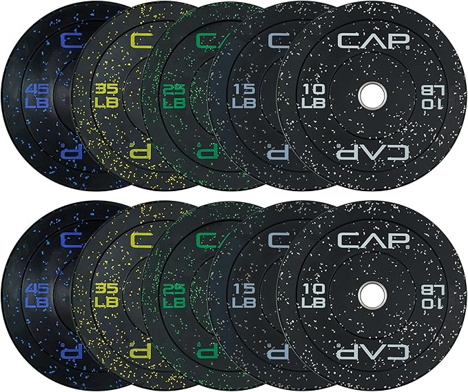 CAP Barbell 2-Inch Olympic Bumper Plate Weight Set 100-370 lbs