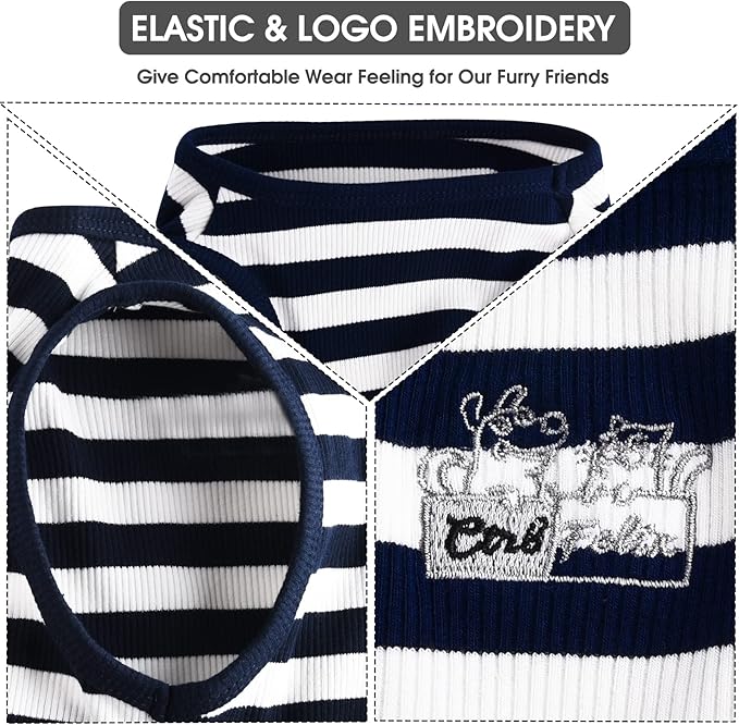 Dog Shirt Striped Clothes Stretchy Vests for Small Medium Large Dogs Boy Girl Cat Apparel Soft Cotton Puppy T-Shirts Lightweight Pet Tank Top Kitten Outfit Pack-2 Red & Blue 4XL