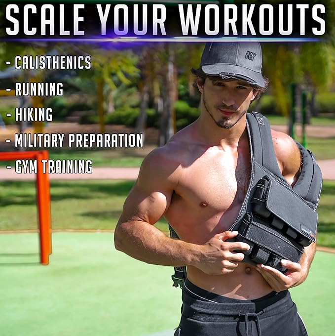 Weighted Vest 6lb, 10lb, 12lb, 25lb, 35lb, 45lb, 60lb Removable Iron Weights for Men and Women Workout for Calisthenics and Fitness Sport Training