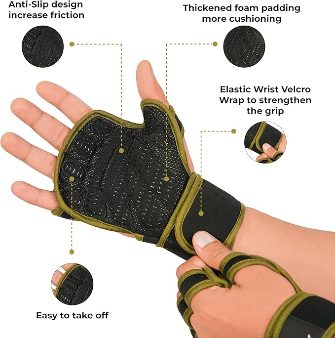 Neoprene Padded Weight Lifting Gloves for Men and Women - Ventilated Wrist Wrap Gloves for Athletes Gym Sessions Cycling Tracking & Sports with Full Palm Protection