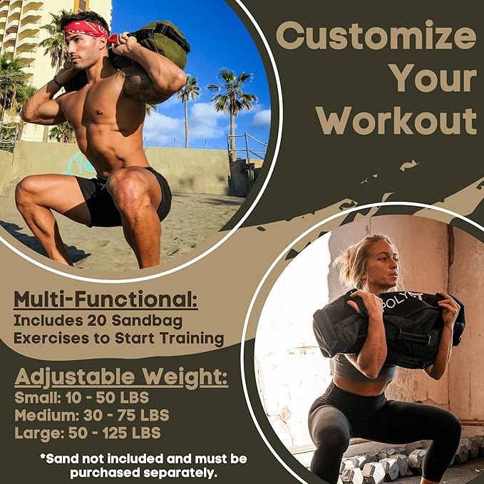 Polyfit Classic Sandbag - Heavy Duty Workout Sandbag 8 Gripping