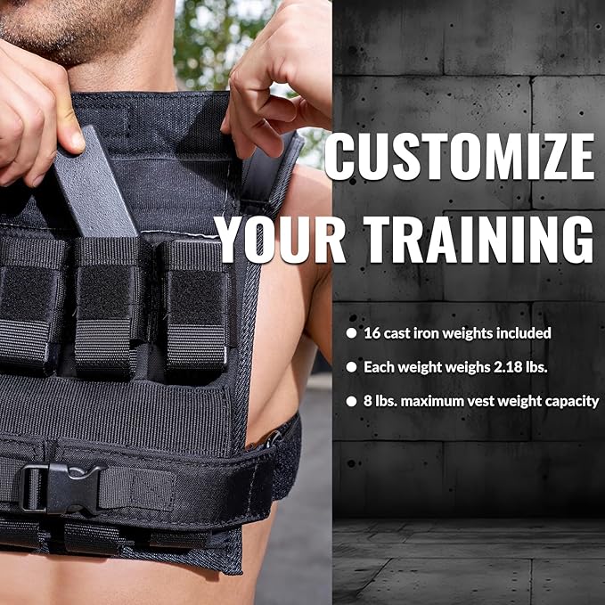 Men's Weighted Vests for Men Women, Slim Design 18lb 28lb 35lb Weighted Workout Vests With Adjustable Iron Weights, Heavy Duty Weighted Vest for Women Running Functional Fraining Machine washable