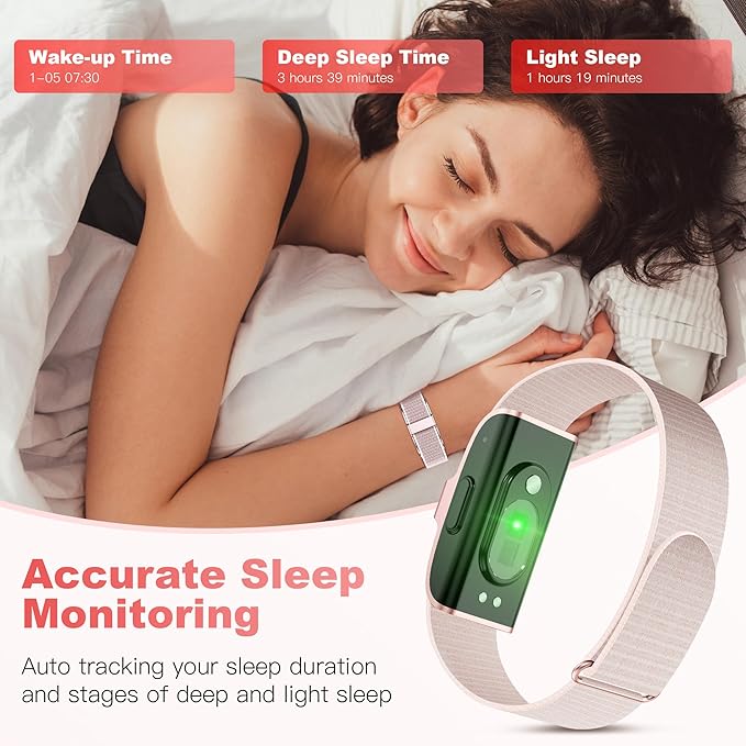 Sleep & Fitness Tracker for Women Men | 24/7 Heart Rate, Blood Oxygen & Stress Monitor | Step & Calorie Counter | IP68 Waterproof Activity Tracker, (No App Subscription) (Pink)