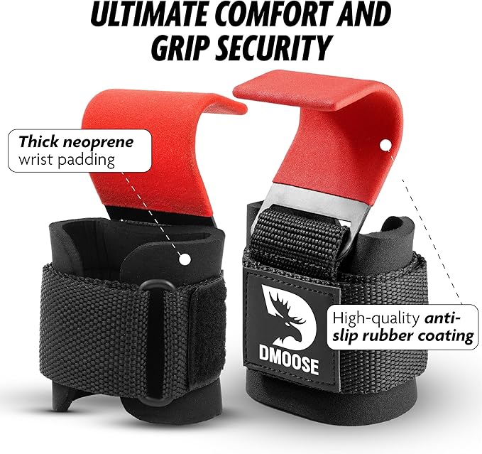 DMoose Fitness Weight Lifting Hooks for Men & 8 mm