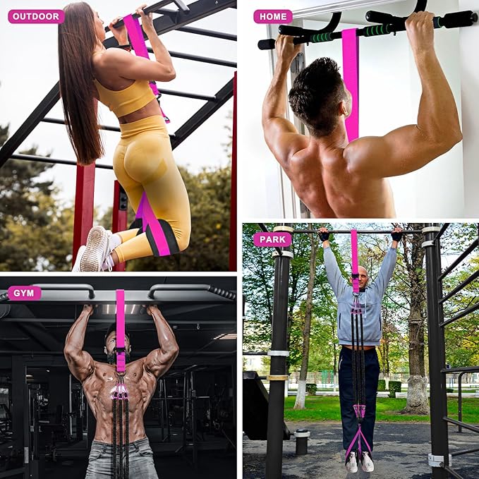 Pull Up Assistance Bands, Heavy Duty Resistance Band for Pull Up Bar, Adjustable Weight/Size with Fabric Feet/Knee Rest, Bands for Pull Up Assist for Strength Training, Pull Up Assist Band