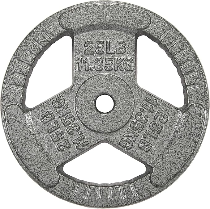 HulkFit 1 inch or 2 inch Cast Iron Weight Plate Set with Multi-Grip Handles and Enamel Coated for Barbells & Strength Training - Grey