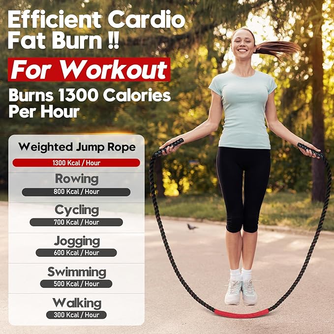 Jump Rope, 3lb 4lb 5lb Weighted Jump Rope 9.8ft Heavy