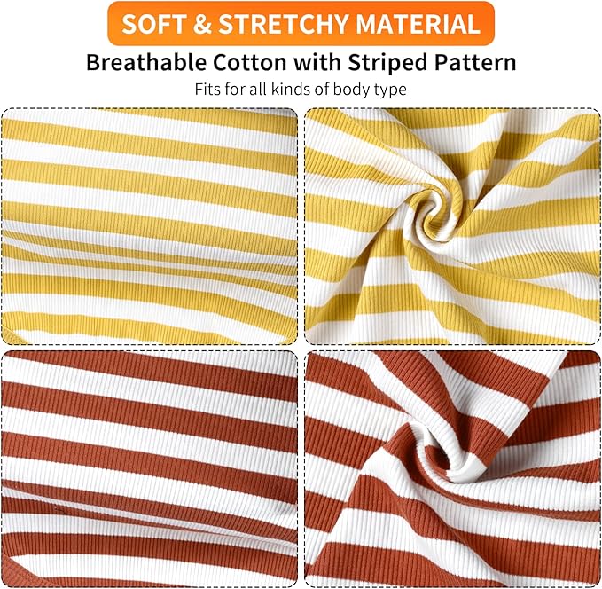 Dog Shirt Striped Dog Clothes Stretchy Vests Soft Cotton for Small Medium Large Dogs Boy Girl Puppy Clothes Lightweight Cat Outfit Kitten Tank Top Apparel T-Shirts Pack-2 Yellow & Rust 3XL