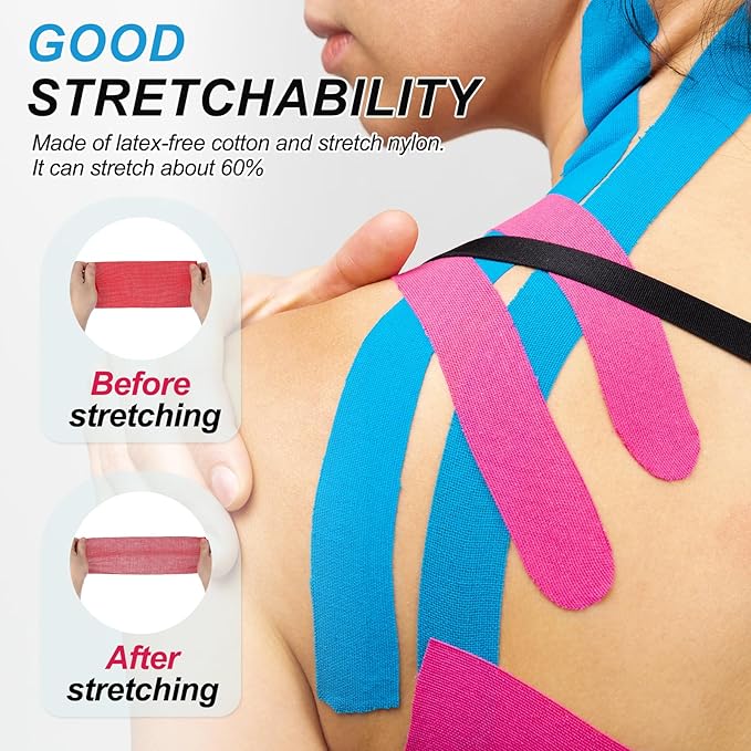 PATIKIL 5.5 Yard x 4 Inch Kinesiology Tape, 1 Roll Adhesive Cotton Sports Muscle Support Tapes Waterproof Elastic Tape for Knee Ankle Wrist Shoulder, Red