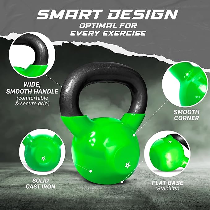 Yes4All 5-65lbs Kettlebells Vinyl Coated Cast Iron