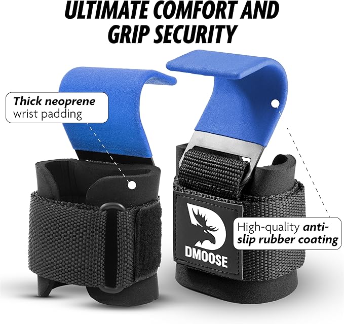 DMoose Fitness Weight Lifting Hooks for Men & 8 mm