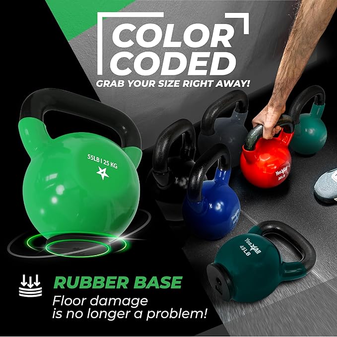 Yes4All Kettlebells Rubber Base (10-65 lbs)