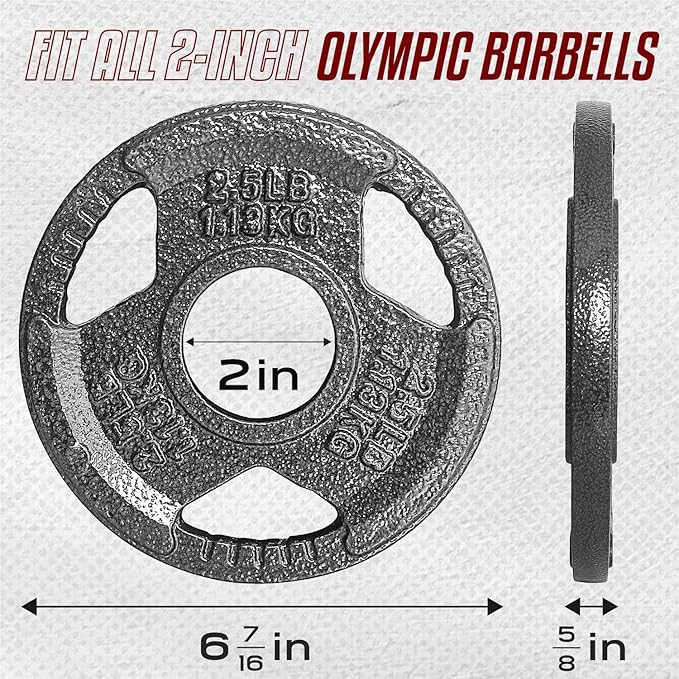 Yes4All Olympic Rubber Grip Plates for Barbell 2-Inch Weight