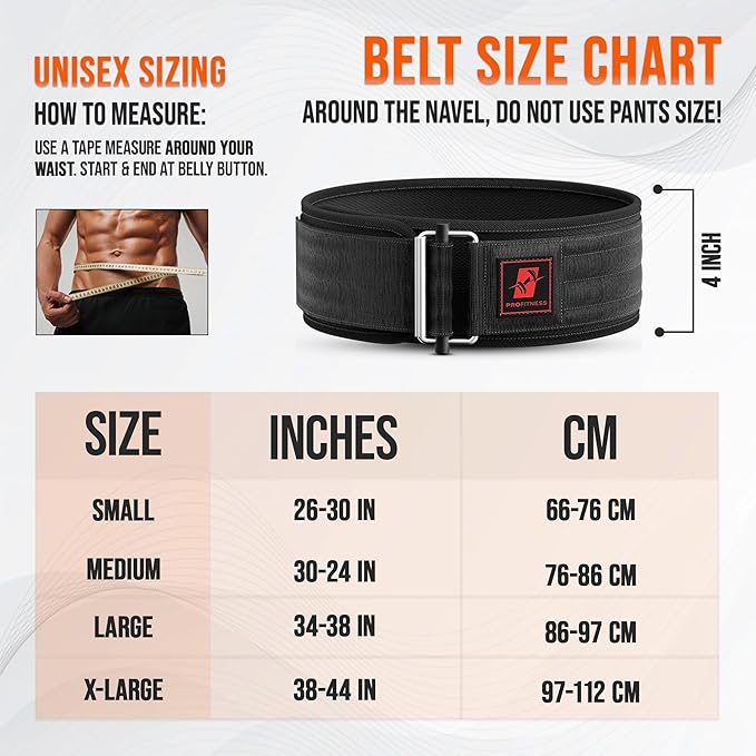 Weightlifting Belt for Men & Women - 4''