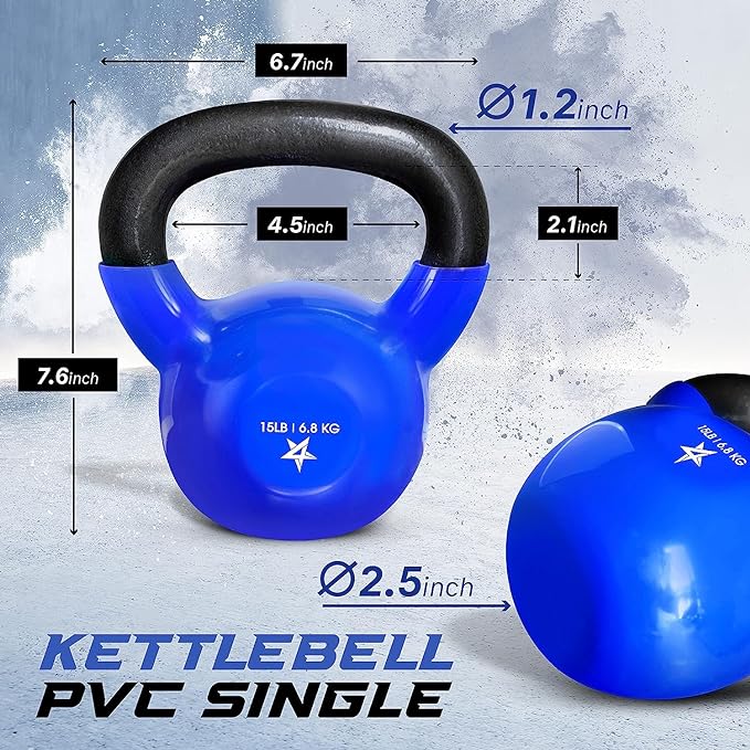 Yes4All 5-65lbs Kettlebells Vinyl Coated Cast Iron