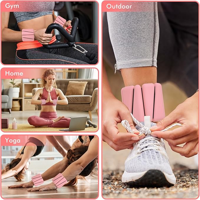 Wrist Weights, Ankle Weights for Women Men, Adjustable 2 (1LB (1LB Each)