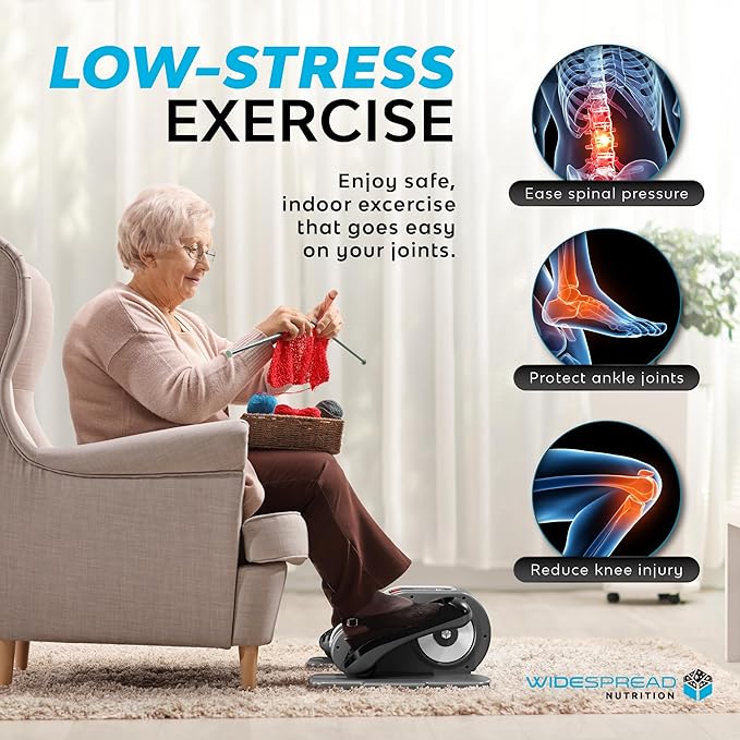 Under Desk Elliptical Machine, Electric Seated Leg Exerciser, Mini Ellipse with Remote, 12 Speed Levels, Forward & Reverse Direction, Manual & Auto Mode for Home & Office