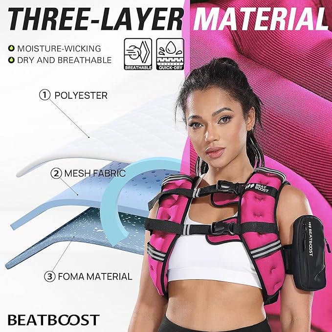 Weighted Vest for Women Men BeatBoost 5 10 15 20 25 30 lb Weight Vest with Ironsand for Walking Strength Training Running Workout