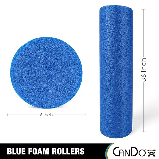 CanDo Blue PE Foam Rollers for Fitness 6" x 36" Round