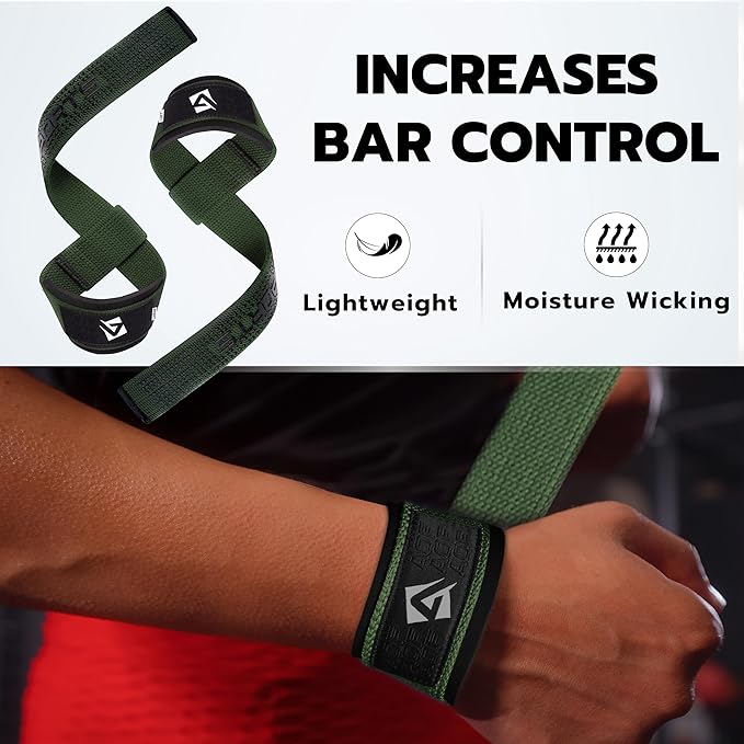Lifting Wrist Straps for Weightlifting, Powerlifting & Deadlifts – 23” Neoprene Padded Cotton Straps for Strength Training & Gym Workouts - Maximum Grip Support for Men & Women