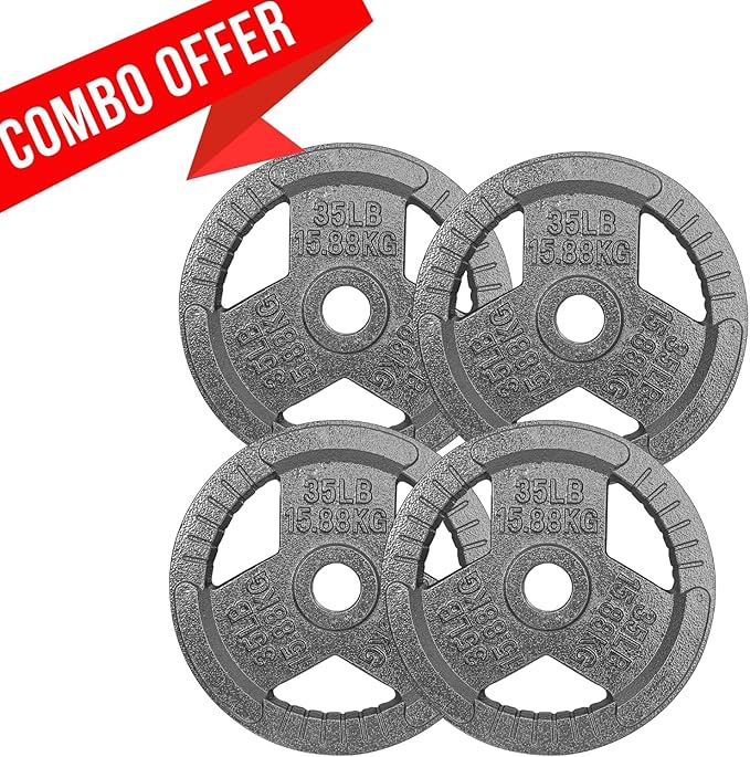 Yes4All Olympic Rubber Grip Plates for Barbell 2-Inch Weight