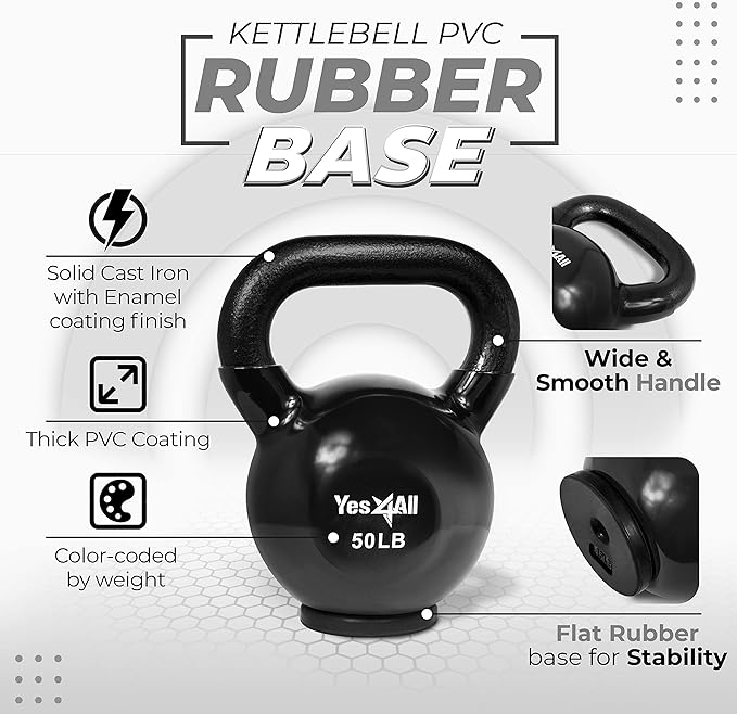 Yes4All Kettlebells Rubber Base (10-65 lbs)